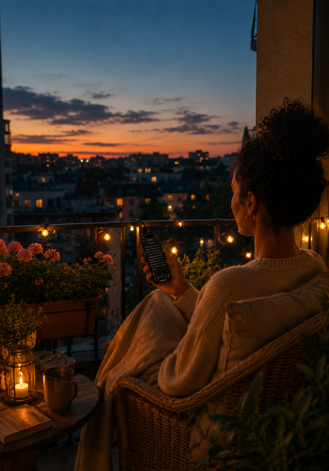 Le soir, sur le balcon